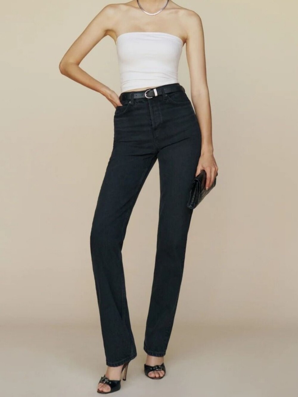 Reformation Cynthia High Rise Straight Jeans Size 28 Black